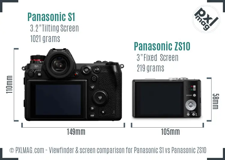 Panasonic S1 vs Panasonic ZS10 Screen and Viewfinder comparison