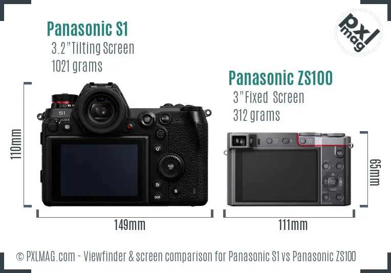 Panasonic S1 vs Panasonic ZS100 Screen and Viewfinder comparison