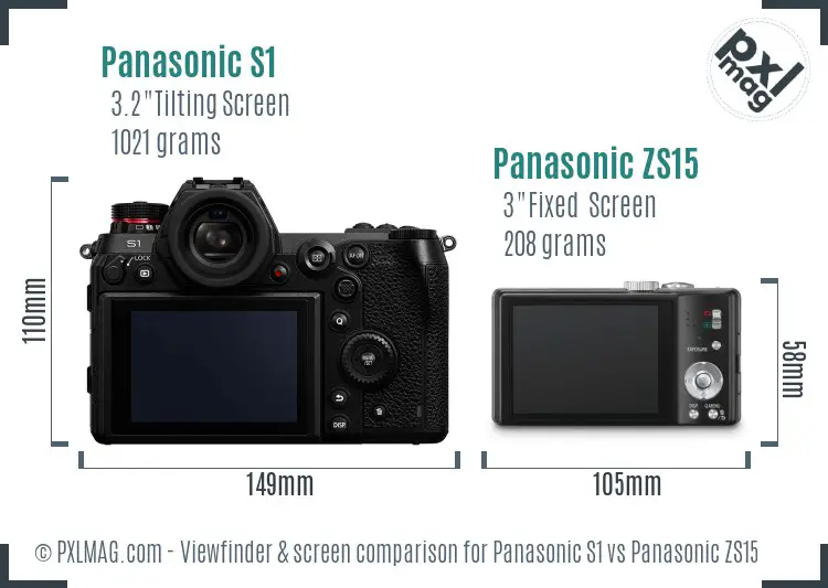 Panasonic S1 vs Panasonic ZS15 Screen and Viewfinder comparison