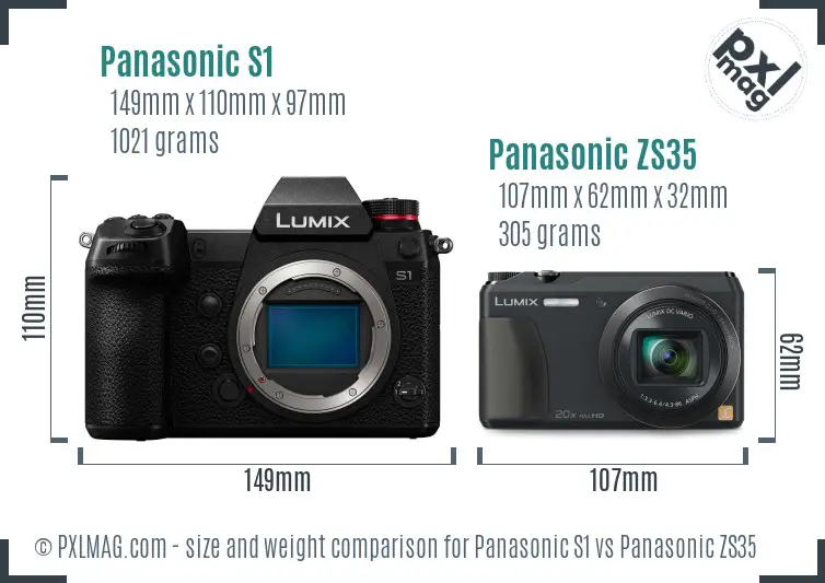 Panasonic S1 vs Panasonic ZS35 size comparison