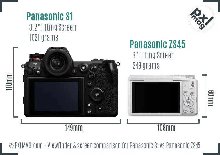Panasonic S1 vs Panasonic ZS45 Screen and Viewfinder comparison