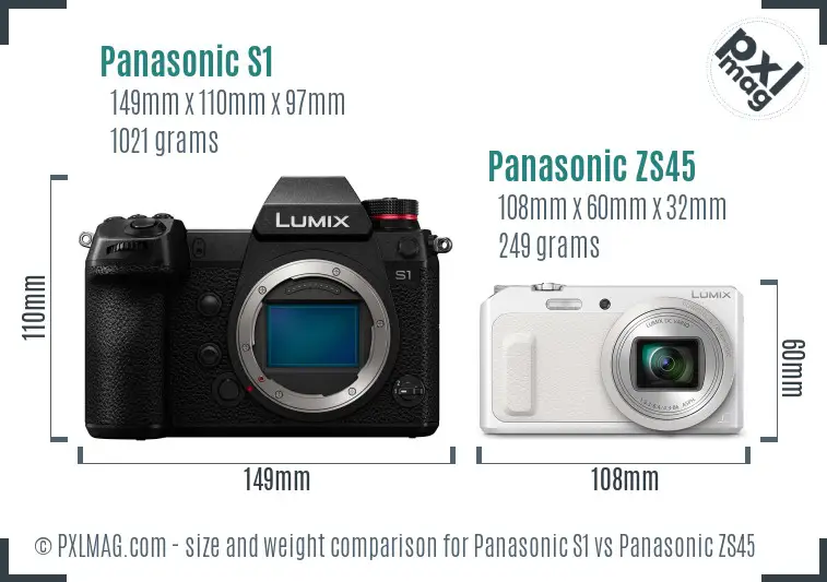 Panasonic S1 vs Panasonic ZS45 size comparison