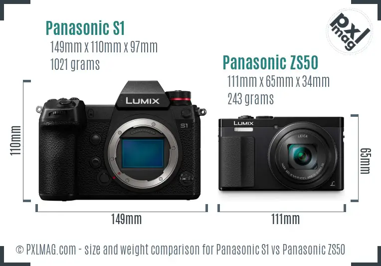 Panasonic S1 vs Panasonic ZS50 size comparison