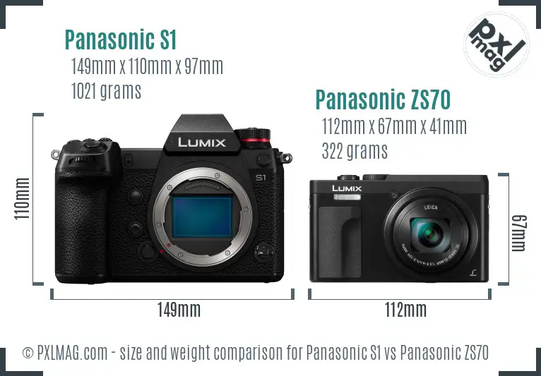 Panasonic S1 vs Panasonic ZS70 size comparison
