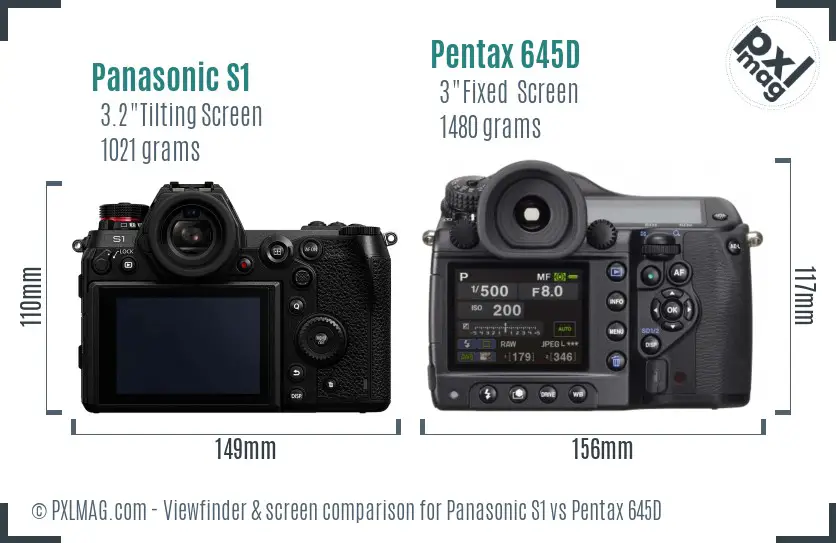 Panasonic S1 vs Pentax 645D Screen and Viewfinder comparison