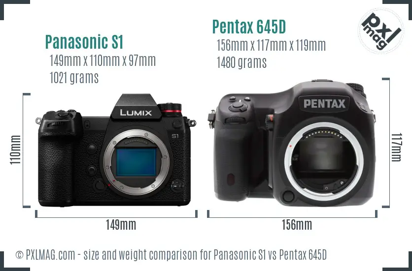 Panasonic S1 vs Pentax 645D size comparison