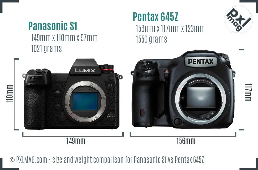 Panasonic S1 vs Pentax 645Z size comparison