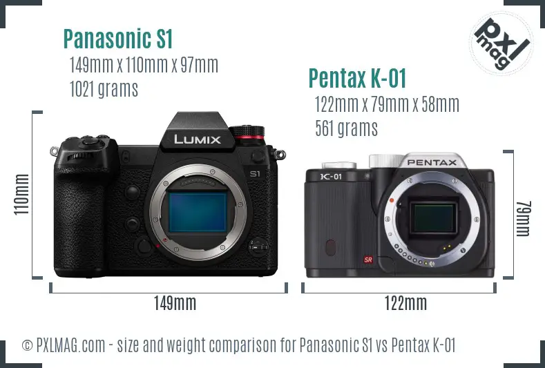 Panasonic S1 vs Pentax K-01 size comparison