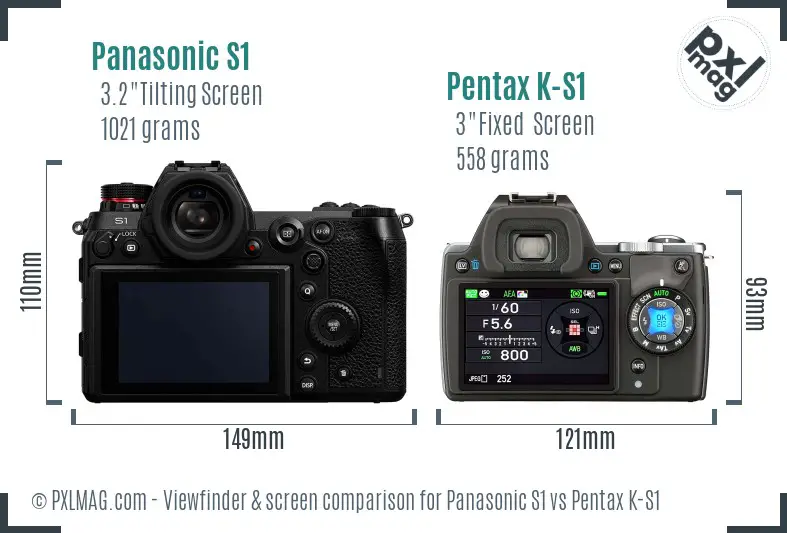 Panasonic S1 vs Pentax K-S1 Screen and Viewfinder comparison