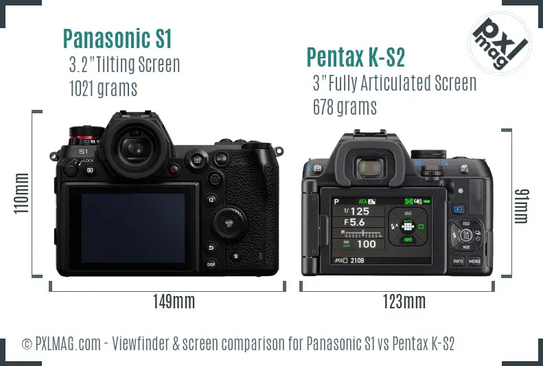 Panasonic S1 vs Pentax K-S2 Screen and Viewfinder comparison