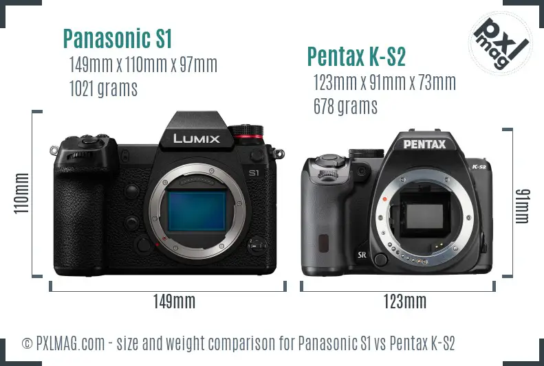Panasonic S1 vs Pentax K-S2 size comparison