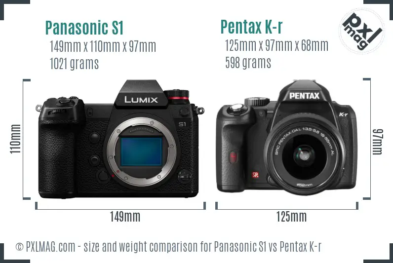 Panasonic S1 vs Pentax K-r size comparison