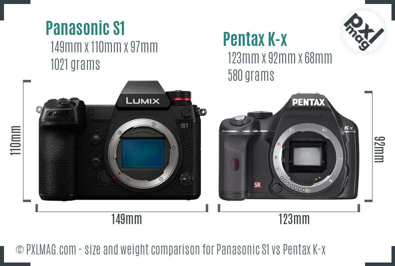 Panasonic S1 vs Pentax K-x size comparison