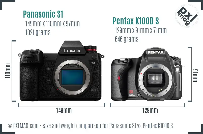 Panasonic S1 vs Pentax K100D S size comparison