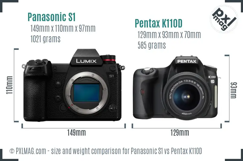 Panasonic S1 vs Pentax K110D size comparison