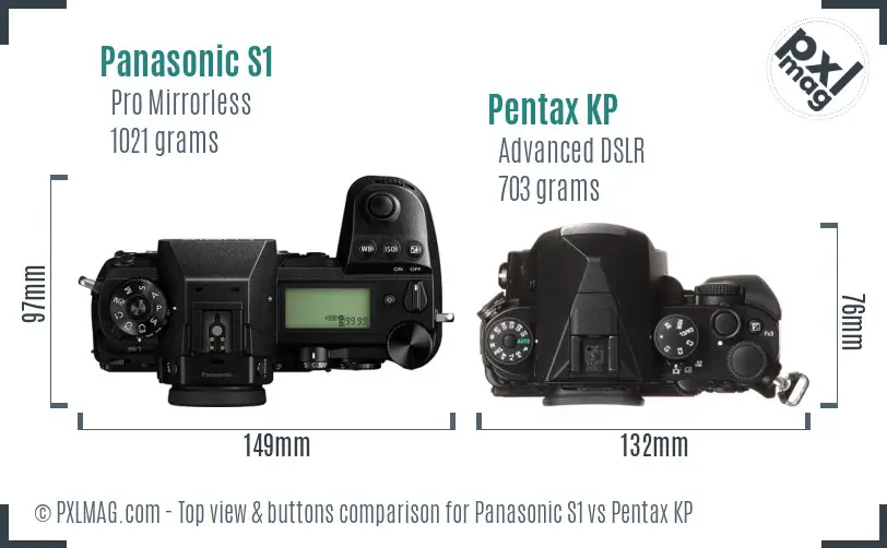 Panasonic S1 vs Pentax KP top view buttons comparison