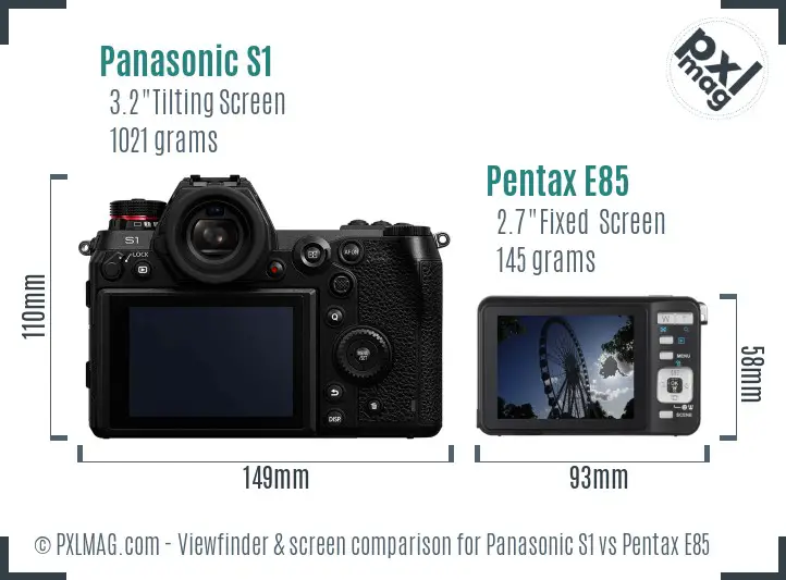 Panasonic S1 vs Pentax E85 Screen and Viewfinder comparison