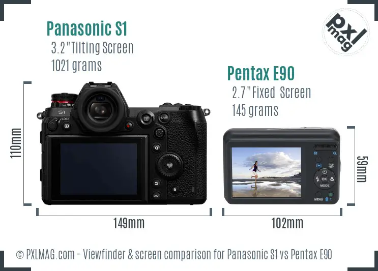 Panasonic S1 vs Pentax E90 Screen and Viewfinder comparison