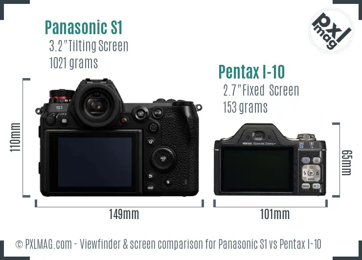 Panasonic S1 vs Pentax I-10 Screen and Viewfinder comparison