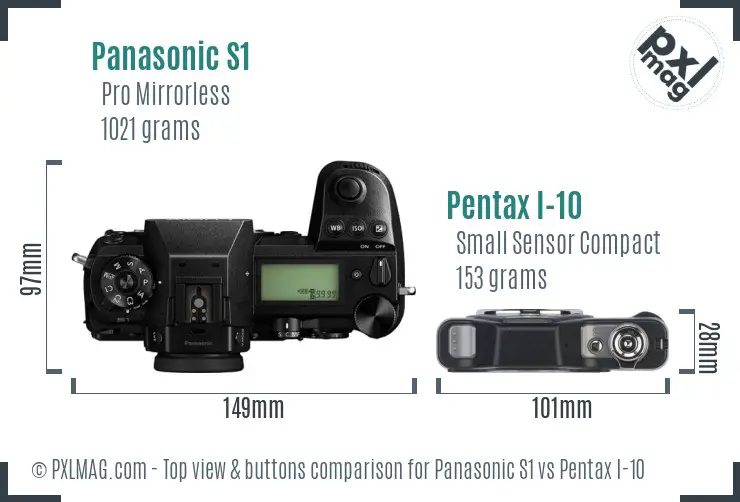 Panasonic S1 vs Pentax I-10 top view buttons comparison