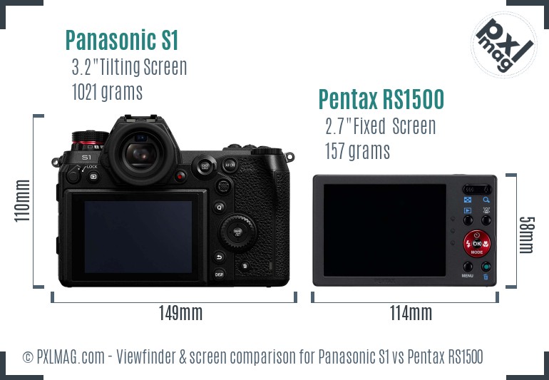 Panasonic S1 vs Pentax RS1500 Screen and Viewfinder comparison