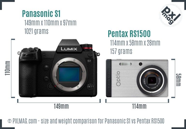 Panasonic S1 vs Pentax RS1500 size comparison