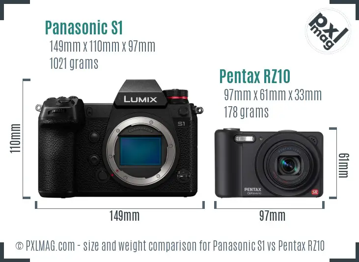 Panasonic S1 vs Pentax RZ10 size comparison