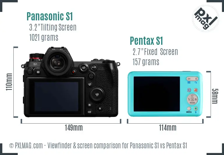 Panasonic S1 vs Pentax S1 Screen and Viewfinder comparison