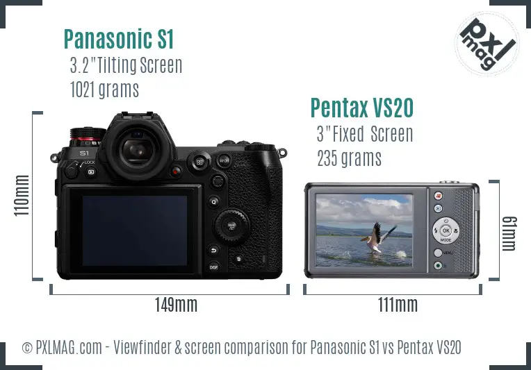 Panasonic S1 vs Pentax VS20 Screen and Viewfinder comparison