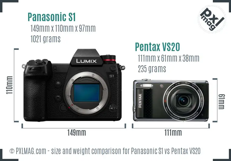 Panasonic S1 vs Pentax VS20 size comparison