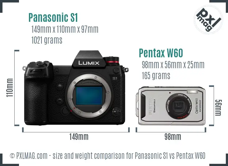 Panasonic S1 vs Pentax W60 size comparison