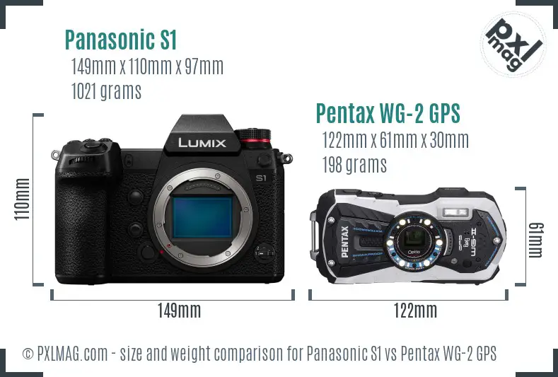 Panasonic S1 vs Pentax WG-2 GPS size comparison