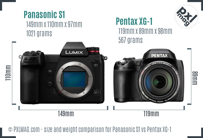 Panasonic S1 vs Pentax XG-1 size comparison Panasonic S1 vs Pentax XG-1 size comparison