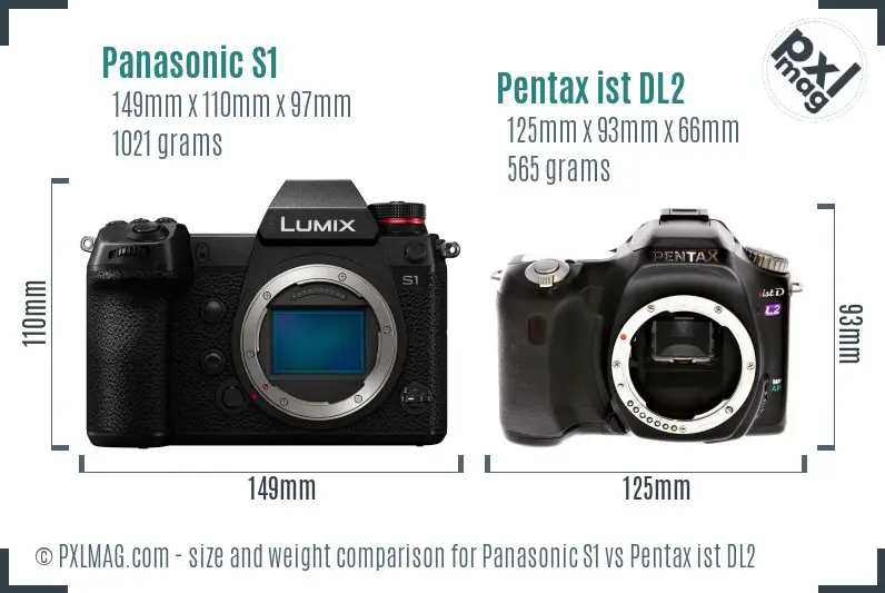 Panasonic S1 vs Pentax ist DL2 size comparison