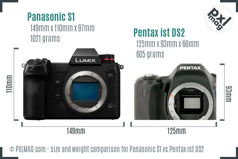 Panasonic S1 vs Pentax ist DS2 size comparison