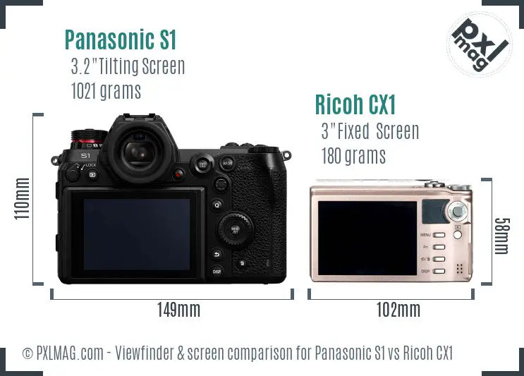 Panasonic S1 vs Ricoh CX1 Screen and Viewfinder comparison Panasonic S1 vs Ricoh CX1 Screen and Viewfinder comparison