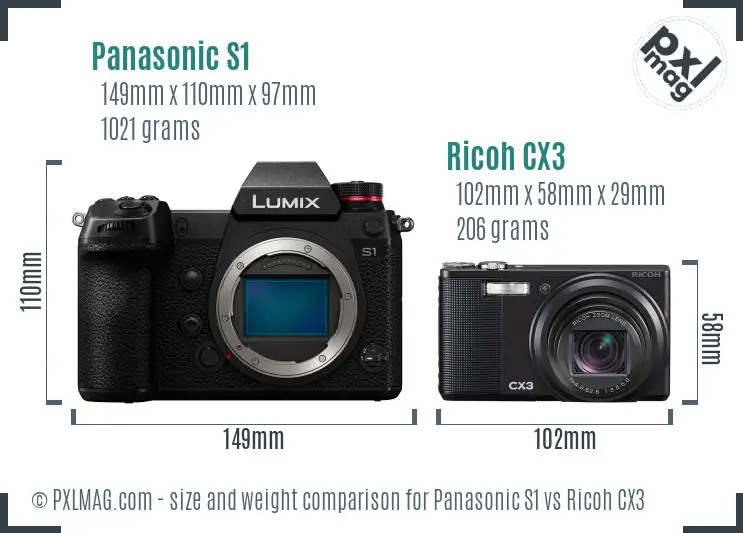 Panasonic S1 vs Ricoh CX3 size comparison Panasonic S1 vs Ricoh CX3 size comparison