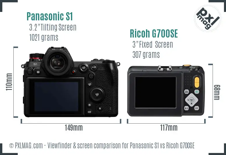 Panasonic S1 vs Ricoh G700SE Screen and Viewfinder comparison