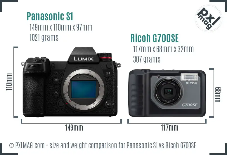 Panasonic S1 vs Ricoh G700SE size comparison