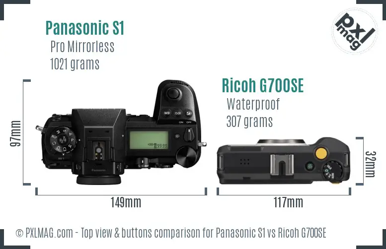 Panasonic S1 vs Ricoh G700SE top view buttons comparison