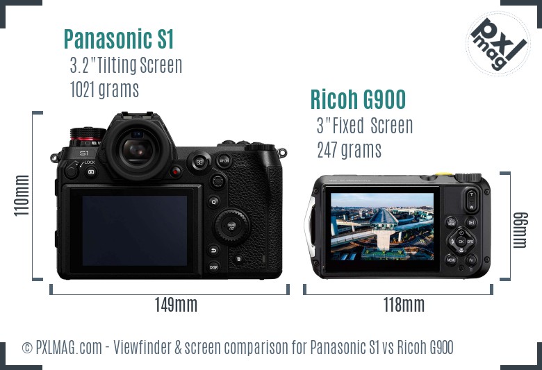 Panasonic S1 vs Ricoh G900 Screen and Viewfinder comparison