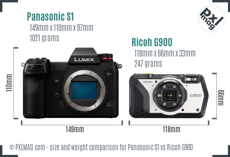 Panasonic S1 vs Ricoh G900 size comparison