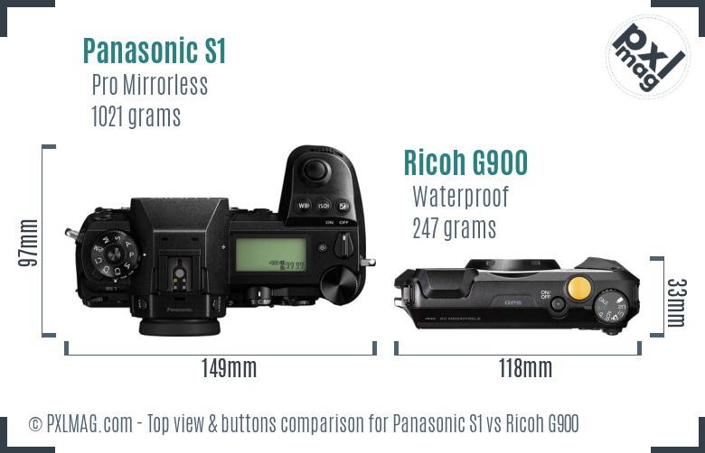 Panasonic S1 vs Ricoh G900 top view buttons comparison