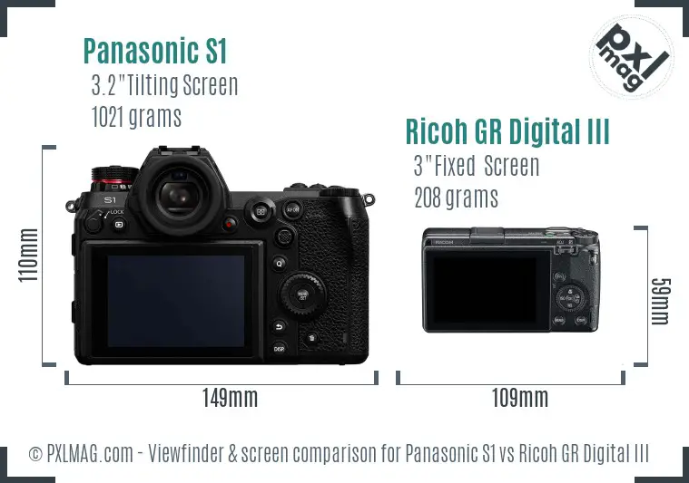 Panasonic S1 vs Ricoh GR Digital III Screen and Viewfinder comparison