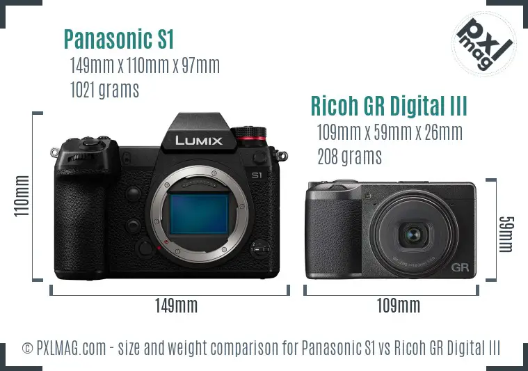 Panasonic S1 vs Ricoh GR Digital III size comparison