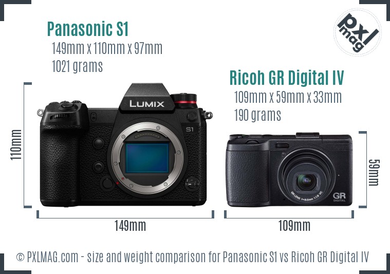 Panasonic S1 vs Ricoh GR Digital IV size comparison Panasonic S1 vs Ricoh GR Digital IV size comparison