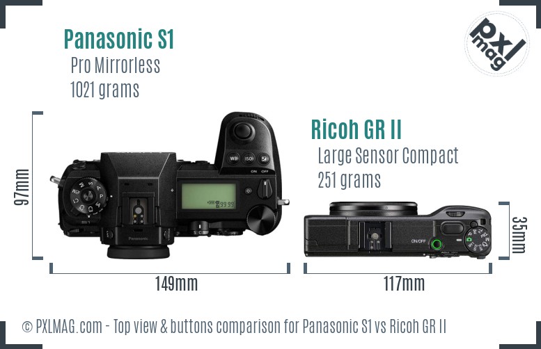 Panasonic S1 vs Ricoh GR II top view buttons comparison