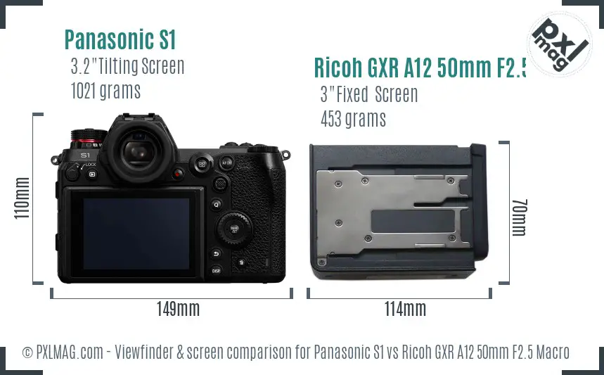 Panasonic S1 vs Ricoh GXR A12 50mm F2.5 Macro Screen and Viewfinder comparison Panasonic S1 vs Ricoh GXR A12 50mm F2.5 Macro Screen and Viewfinder comparison