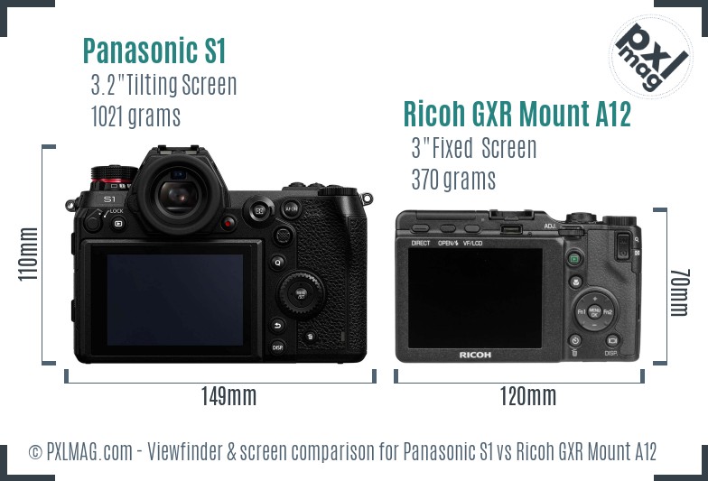 Panasonic S1 vs Ricoh GXR Mount A12 Screen and Viewfinder comparison