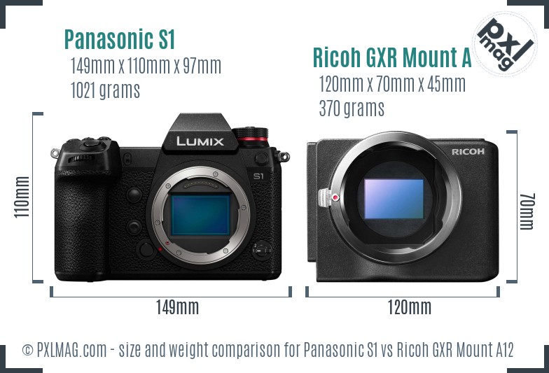 Panasonic S1 vs Ricoh GXR Mount A12 size comparison